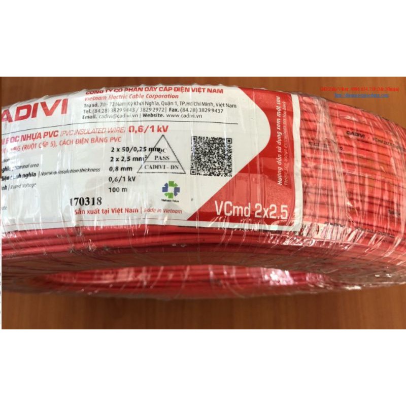 Dây điện đôi 2x50 cadivi