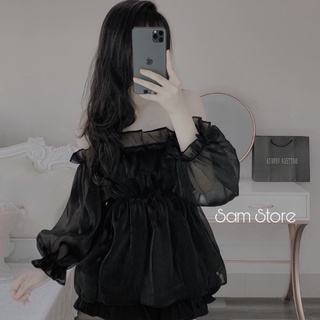 Áo trễ vai tay bồng ( ảnh shop tự chụp )