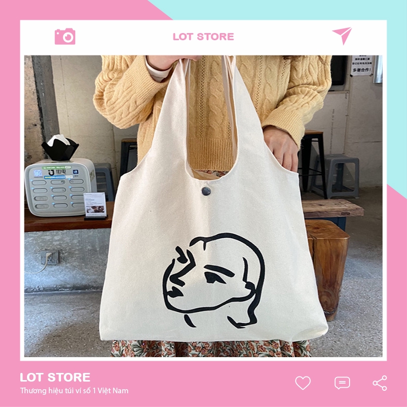 Túi vải tote đeo chéo nữ canvas đựng đồ thời trang LOT STORE TX006