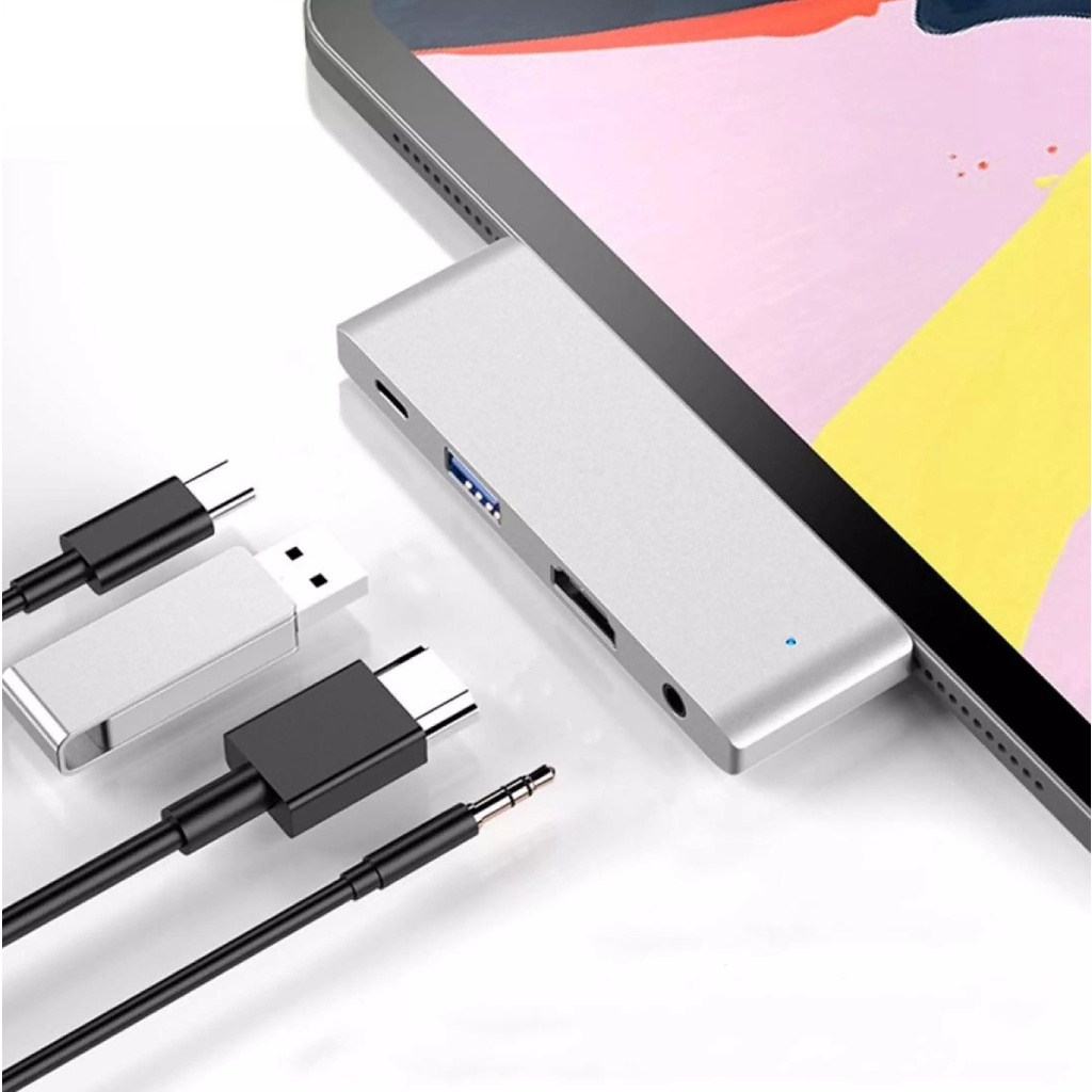 Hub Usb typec ra 4 cổng HDMI,USB,Aux,sạc 60w cho máy tính bảng của táo chip M1 2020 - Hồ Phạm