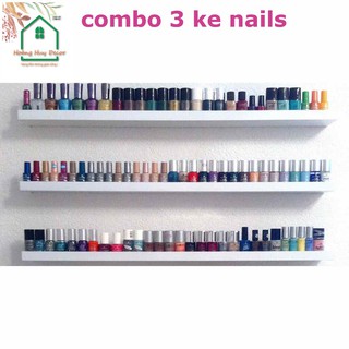 Bộ 3 kệ nails gỗ kích thước 60x6 cm, gỗ MDF lõi xanh chống ẩm, chống mói mọt