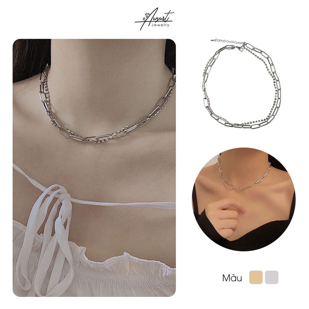 Dây chuyền/ vòng cổ hợp kim 1 dây hạt 1 dây mắt xích phong cách Hàn Quốc