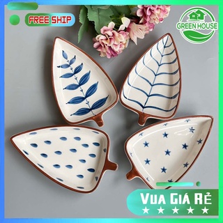 Đĩa Sứ Hình Lá, Đĩa sứ, đựng đồ ăn, trang trí, decor đáng yêu