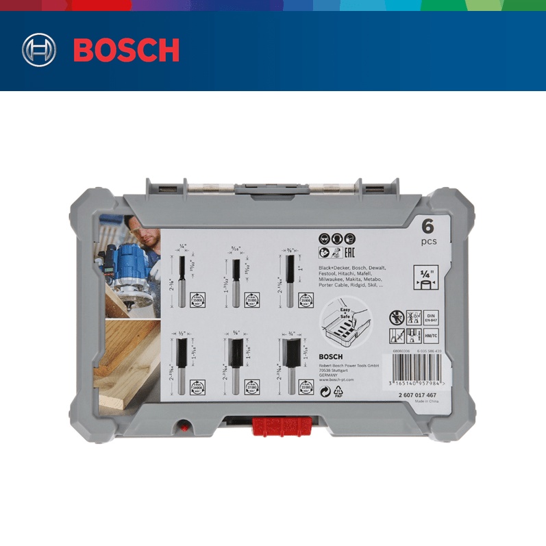 Bộ Mũi Phay Thẳng Bosch 6 Món