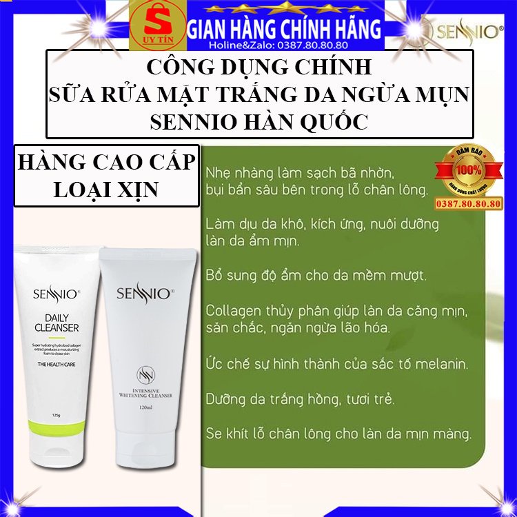 Sữa rửa mặt trắng da ngừa mụn rau củ quả tạo bọt thải độc chính hãng Sennio hàn quốc cho da dầu mụn nhờn khô nhạy cảm
