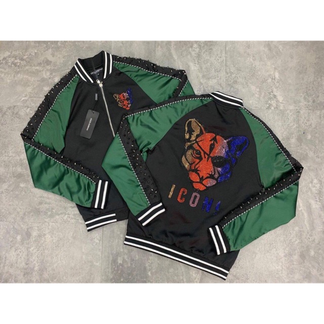 ck Áo khoác Icon đính đá, áo jacket bomber Icon nam nữ - Bee Shop