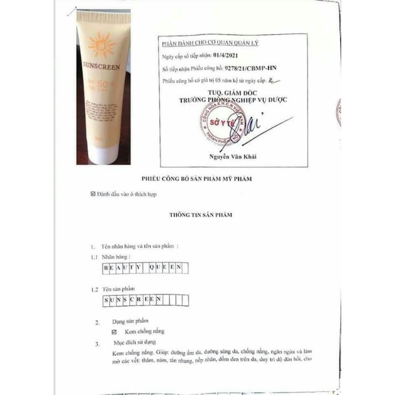 Kem Chống Nắng  beauty Queen) Giá Dùng Thử