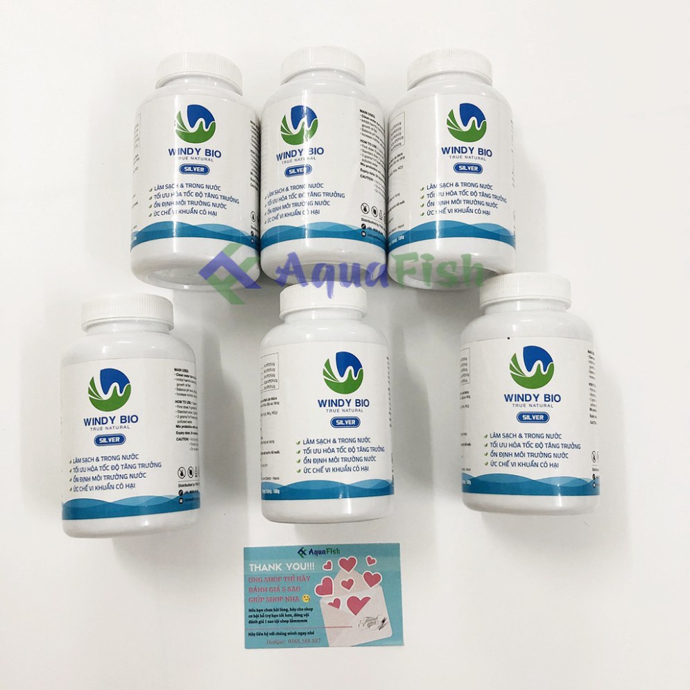 Combo 3 Lọ Men Vi Sinh Cho Hồ Cá Koi Windy Bio 100g Dạng Bột (giúp làm trong nước, phân hủy chất hữu cơ, cân bằng PH)