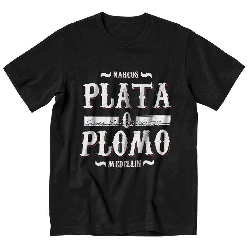 Áo Thun Cổ Tròn Tay Ngắn Cotton In Hình Narcos Plata O Khuyến Mãi Pablo Escobar Bông Tai Kẹp Phong C