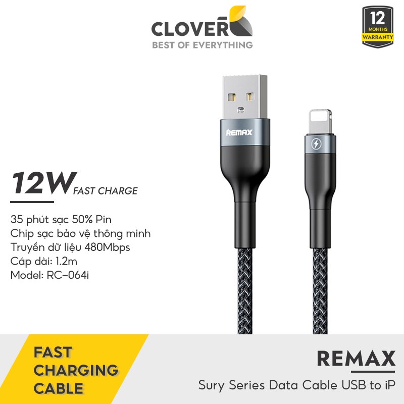 Cáp Sạc Nhanh Remax Dây Bện Nylon Dài 1m Chống Đứt Gãy Chip Sạc Thông Minh Không Nóng Bảo Vệ Pin Cho 11 12 13 Pro Max