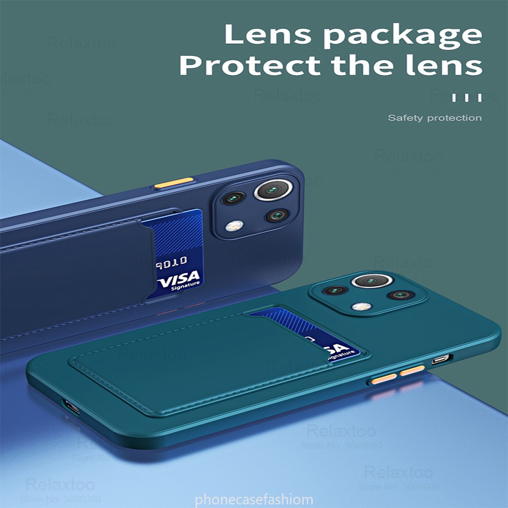 Ốp lưng điện thoại Xiaomi Mi 11 Lite NE 11Lite NE 4G 5G Màu sắc Ví đựng thẻ Khe cắm silicon mềm Vỏ bảo vệ ống kính Bảo vệ máy ảnh Thời trang Cặp đôi Nắp lưng silicon mềm