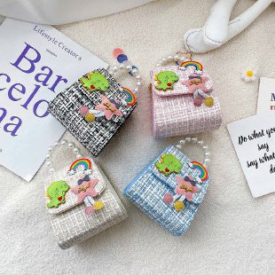 PVN22457 Túi Dạ Vuông Quai Ngọc Siêu Xinh Cho Bé T2 .