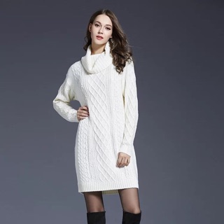 Váy len cổ lọ