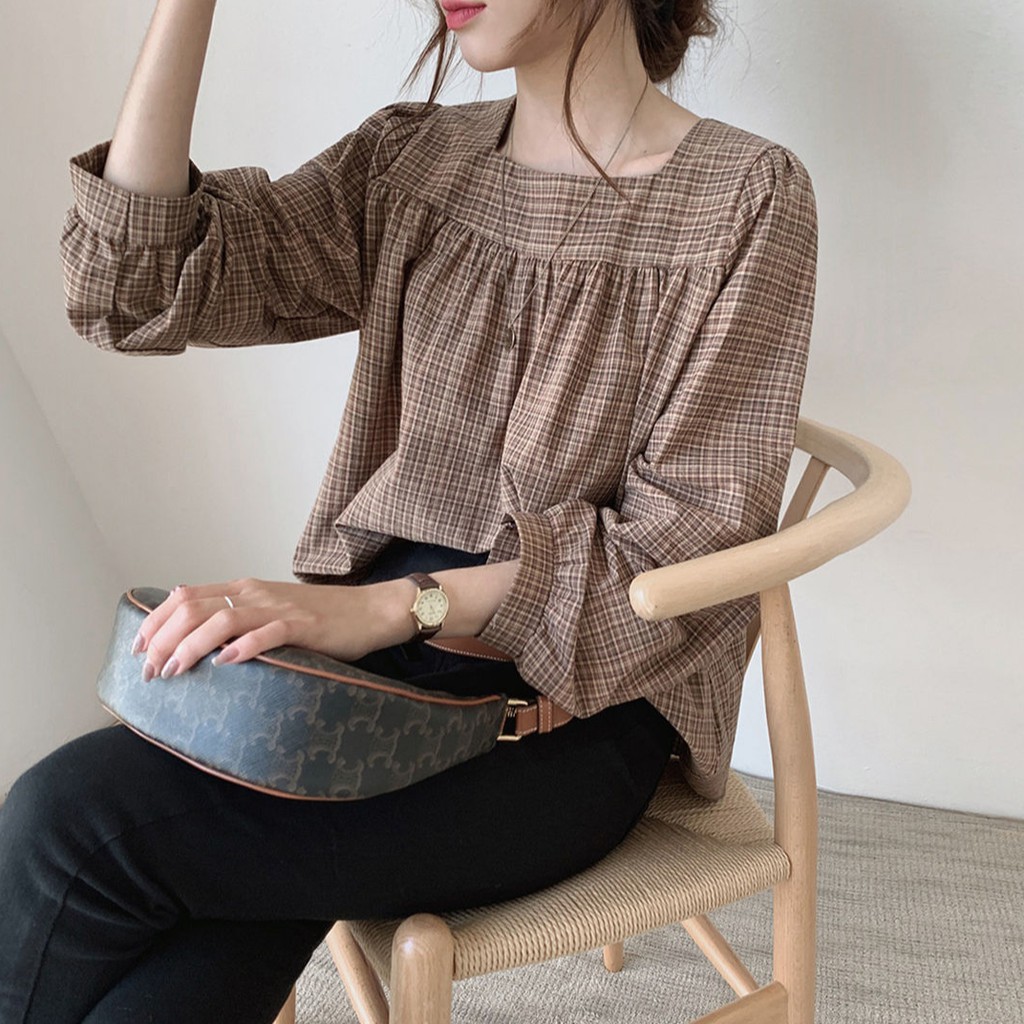 Áo nữ cổ vuông dài tay ngọt ngào xinh xắn cho nữ 38276