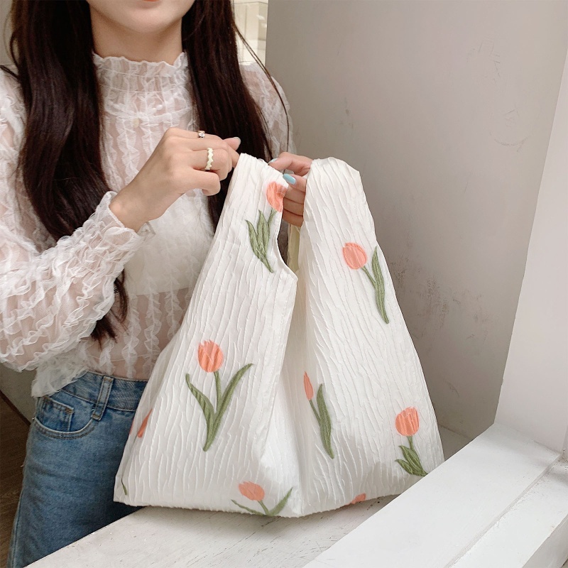 Túi Đựng Mỹ Phẩm Cỡ Lớn Họa Tiết Hoa Tulip Xinh Xắn Dành Cho Nữ