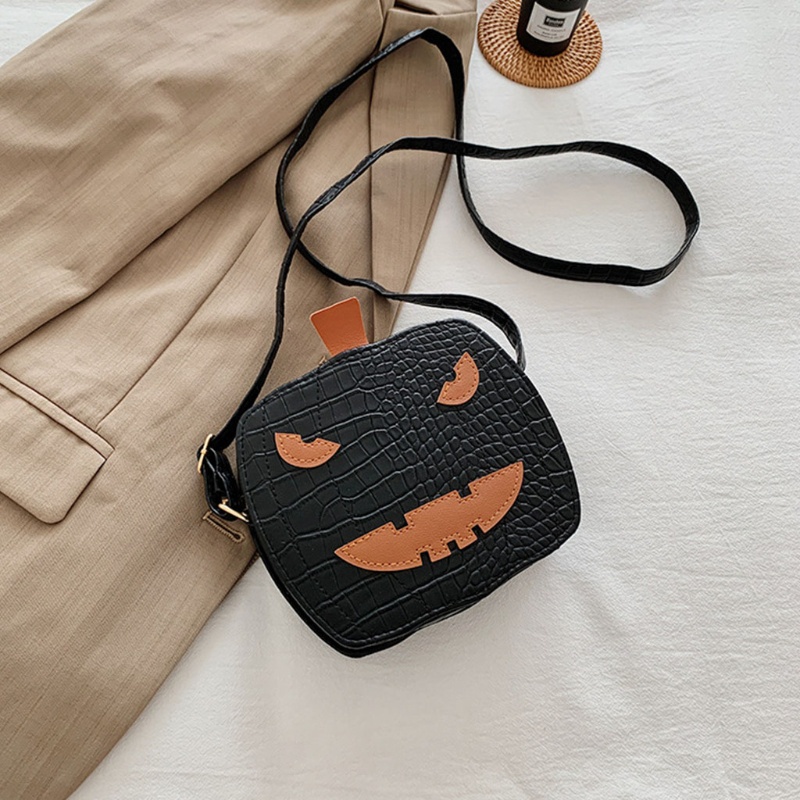 Túi Đeo Chéo Bằng Da PU Hình Bí Ngô Phong Cách Halloween