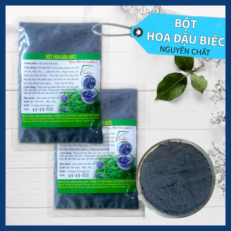 Bột Hoa Đậu Biếc Nguyên Chất Sấy Lạnh 20g/50g/100g chuyên dùng để tạo màu thực phẩm tự nhiên