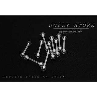 Khuyên Lưỡi - Má trong suốt JOLLY bằng nhựa sinh học Piercing