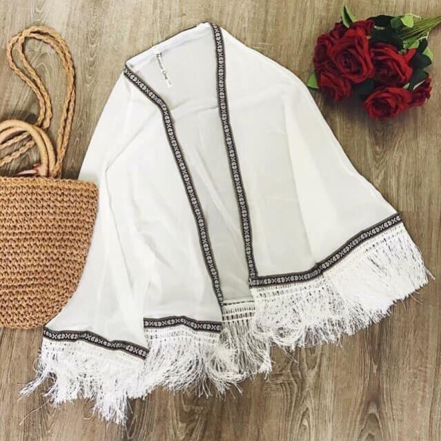 Áo choàng Bikini, Kimono đi biển dáng ngắn thổ cẩm (Ảnh khách) ཾ