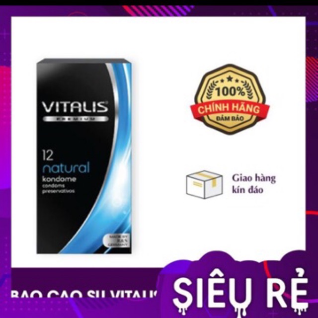 Bao cao su vitalis natural @ freeship@ kéo dài thời gian, an toàn cho da Nhậy cảm( che tên sản phẩm )