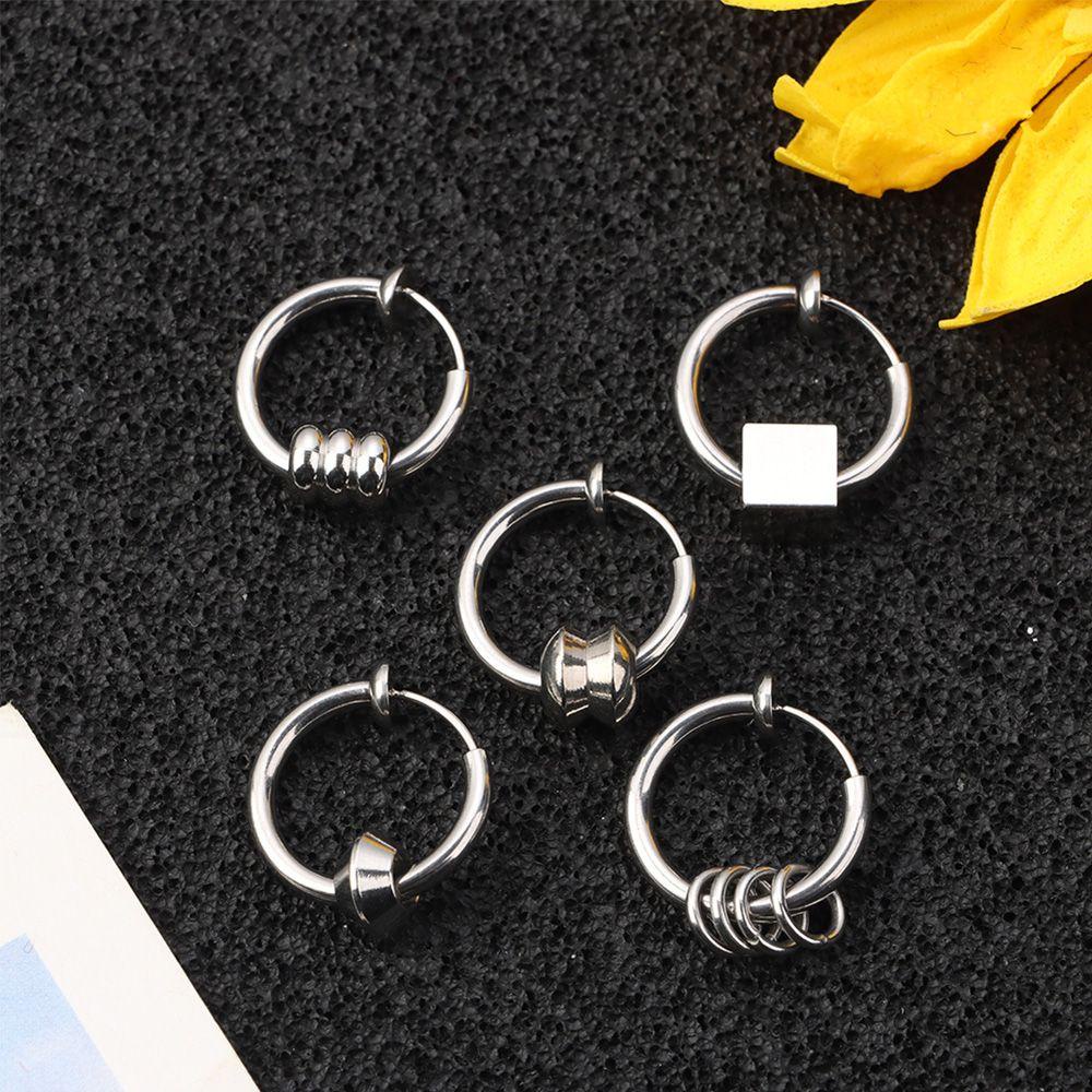 Khuyên Tai Dạng Vòng Tròn Không Đau Bằng Thép Không Gỉ