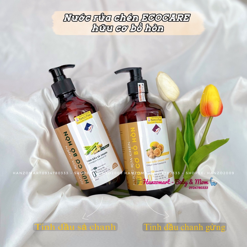 Nước rửa chén hữu cơ bồ hòn Ecocare hương liệu tự nhiên 500ml cho bé