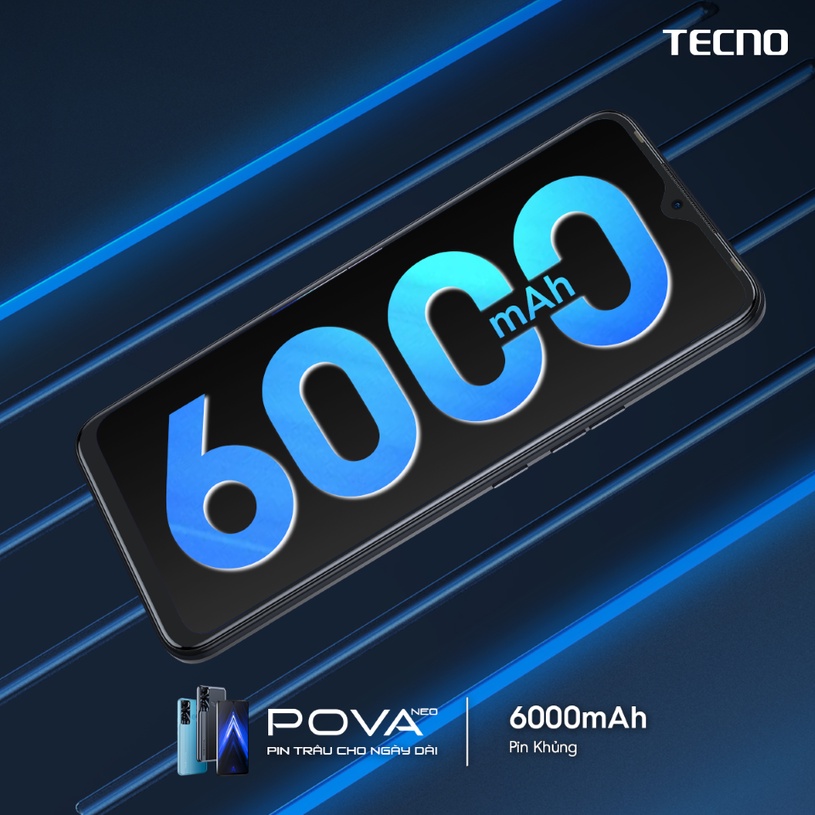 Điện Thoại Tecno Pova Neo (4GB+3GB)/64GB | (6GB+5GB)/128GB Pin  6000mAh - Ram mở rộng - BH 13 Tháng