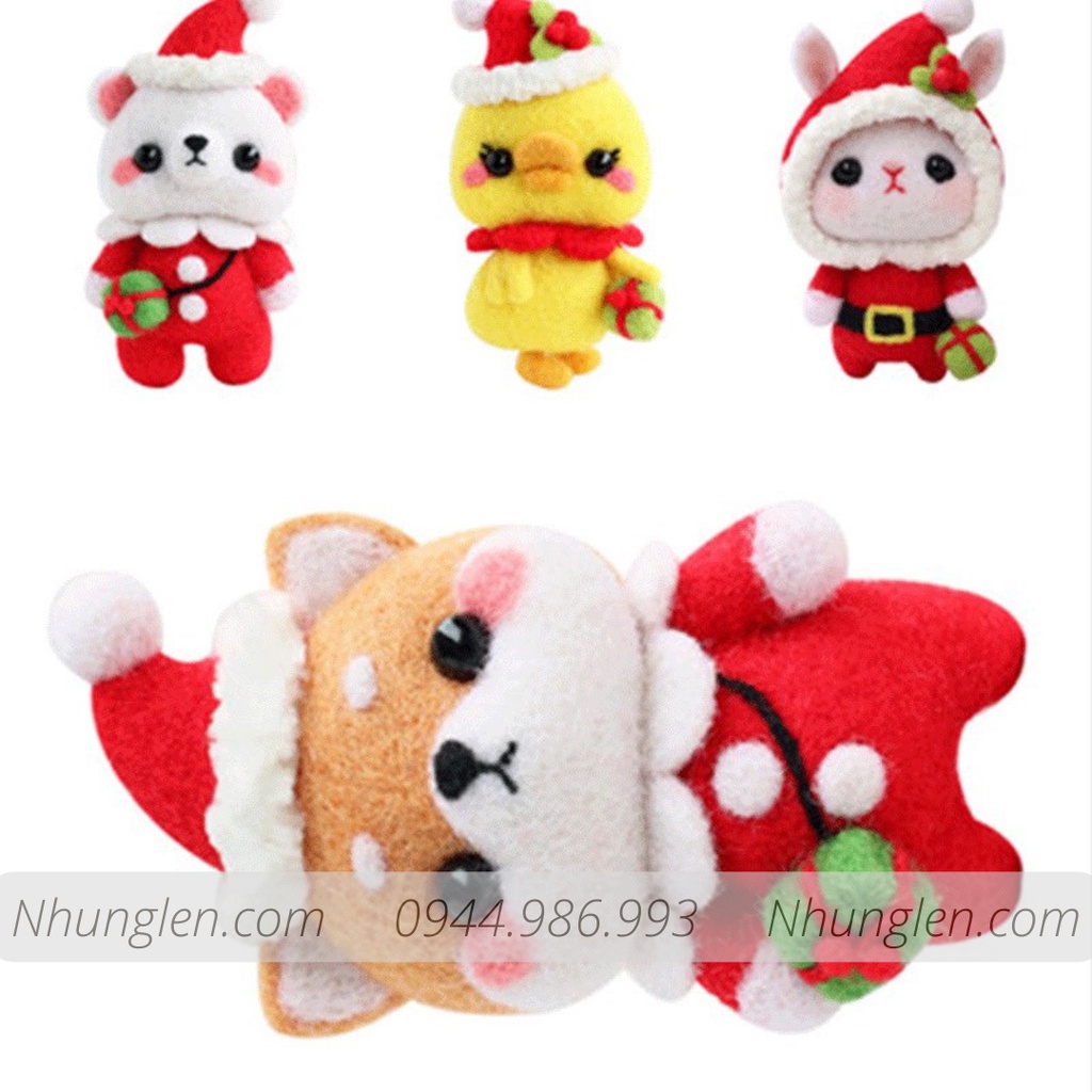 [NOEL] Bộ len chọc làm quà Giáng Sinh đơn giản - Có hướng dẫn và video - Needle felting Christmas Gift