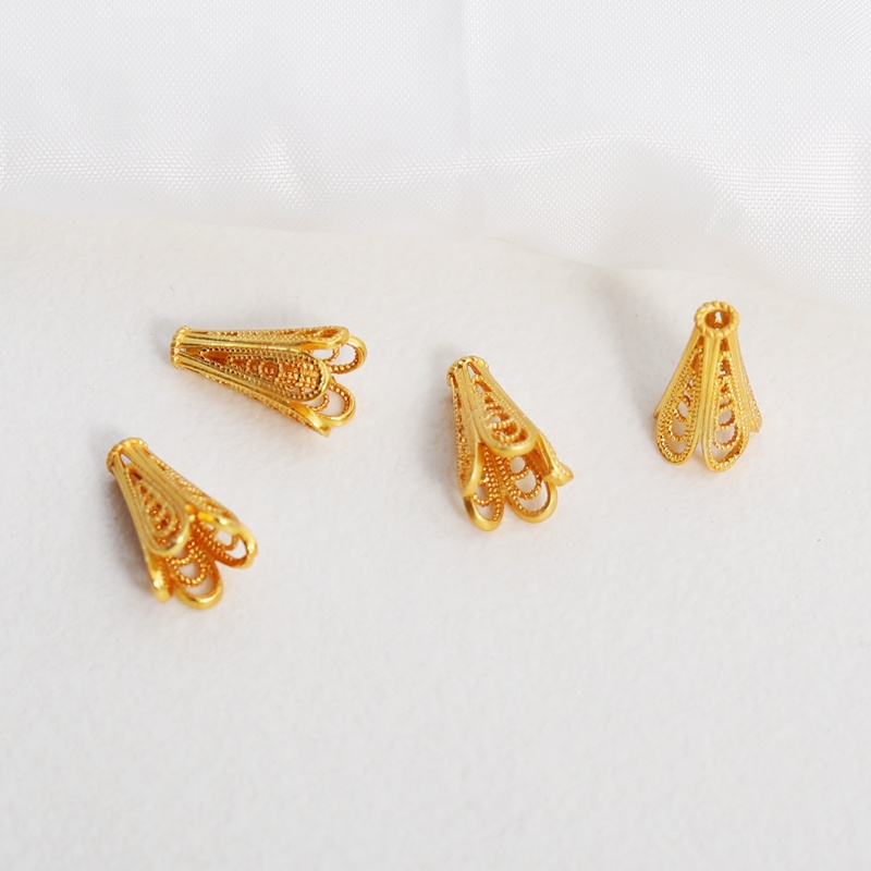 Giá Đỡ Hạt Cườm Bằng Đồng Mạ Vàng 18k Thiết Kế Đục Lỗ Xuyên Thấu Dùng Làm Trang Sức Thủ Công diy