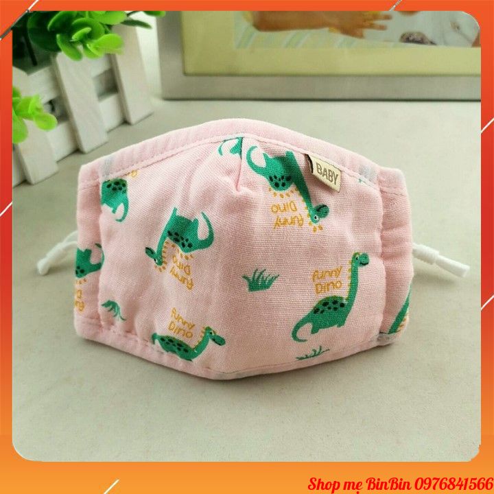 Khẩu trang vải cao cấp cho bé chất liệu 100% Cotton thấm hút mồ hôi thoáng mát