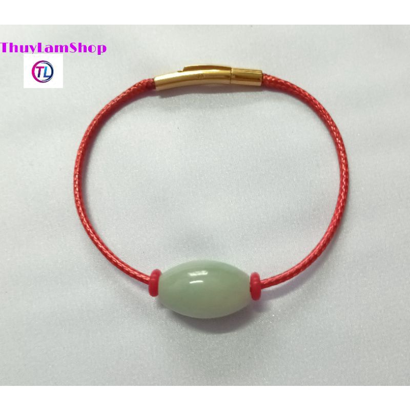 Vòng tay lu thống đầu xuôi đuôi lọt đá trắng xanh ngọc khóa bấm vip chuẩn A