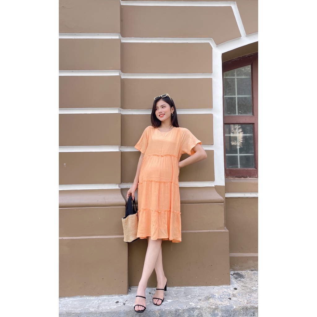 Đầm Bầu hoa cúc nhún tầng xinh xắn
