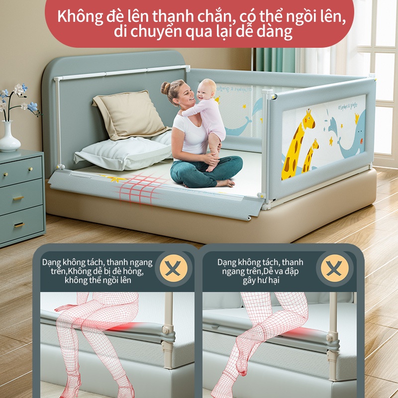 Thanh chắn giường  thương, 30 nấc điều chỉnh, khoá trẻ em thông minh，tính năng nâng hạ một bên，Ống nối dày