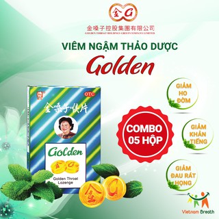 Combo 5 hộp viên ngậm thảo dược GOLDEN THROAT - Giúp sát khuẩn khoang miệng, thơm miệng, giảm ho và hết đau họng