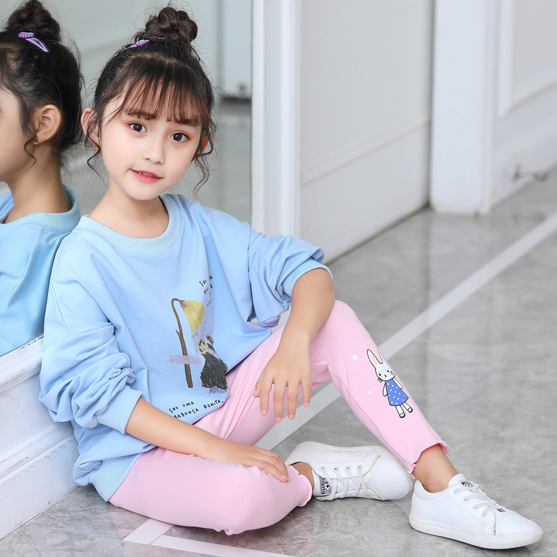 Quần Legging Dài Họa Tiết Thỏ Dễ Thương Cho Bé Gái