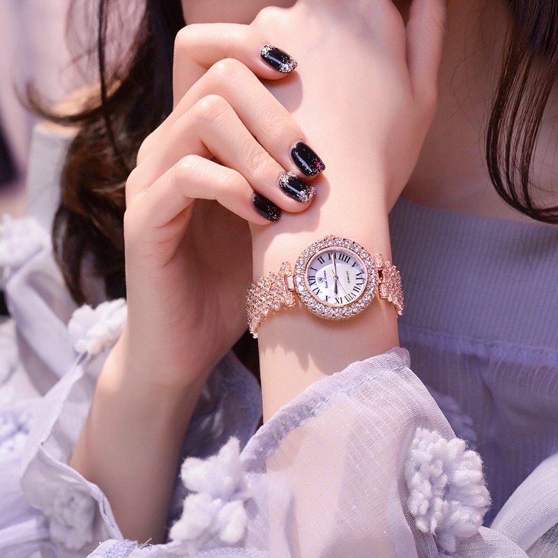 Đồng Hồ Nữ Royal Crown Đính Đá Dây Kim Loại Cao Cấp Đẹp Sang Trọng