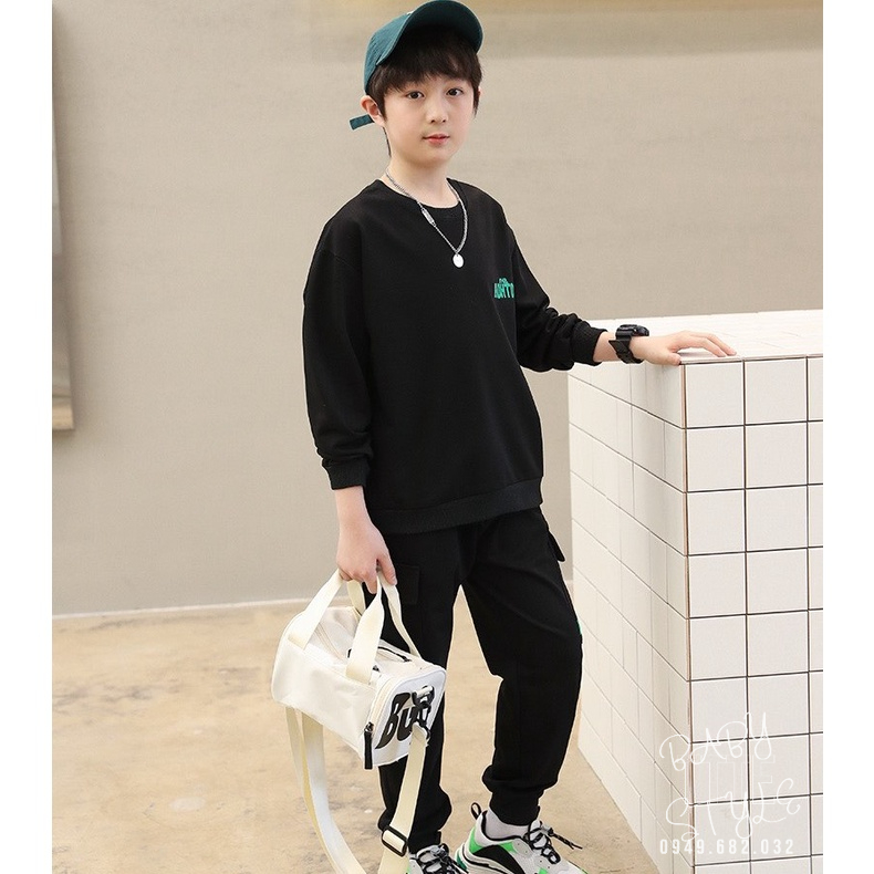 Bộ quần áo thu đông bé trai "HOHTOT" 14-45kg, bộ dài tay cho bé 4-14 tuổi. Vải dày dặn, co giãn tốt. B41