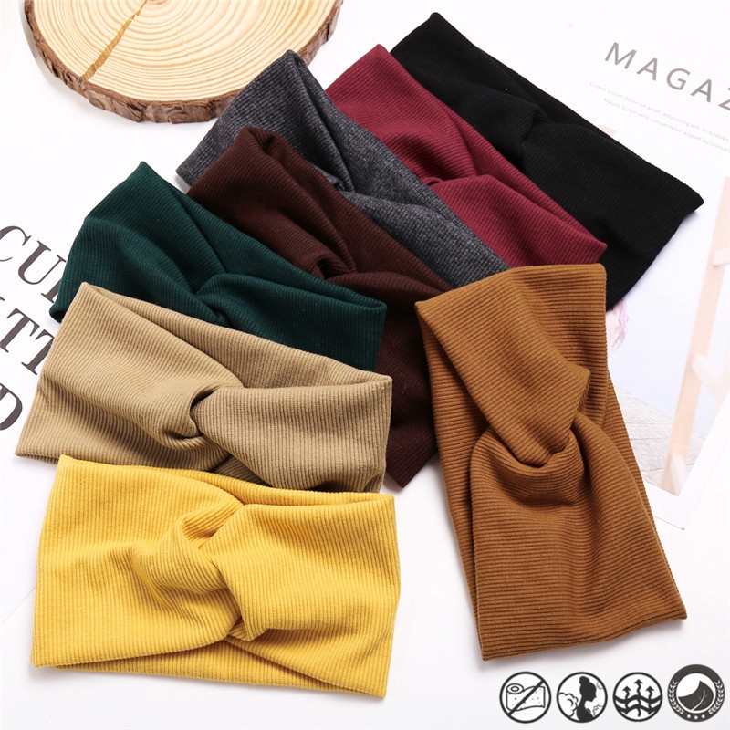 Băng đô AY dạng xoắn vải cotton co giãn thời trang cho nữ