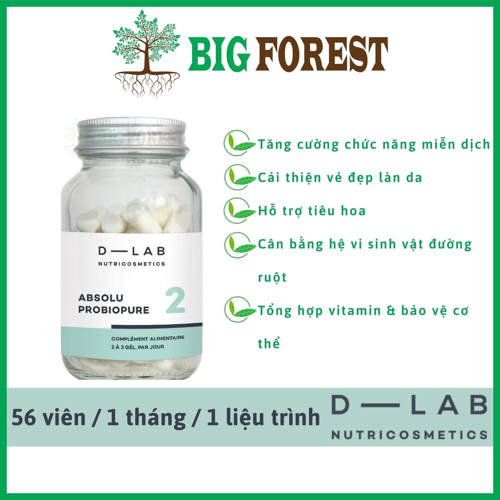 Viên uống tăng cường hệ miễn dịch, Cải thiện vẻ đẹp làn da - Absolu Probiopure - Pure Probioflora [D-LAB Pháp]