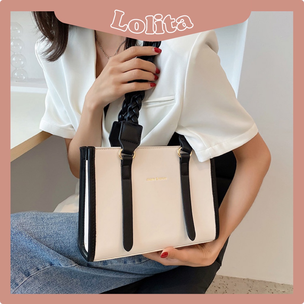 Túi Xách Nữ Tote Kẹp Nách LILAS Baggu Da PU Dây Đan Khoá Kéo