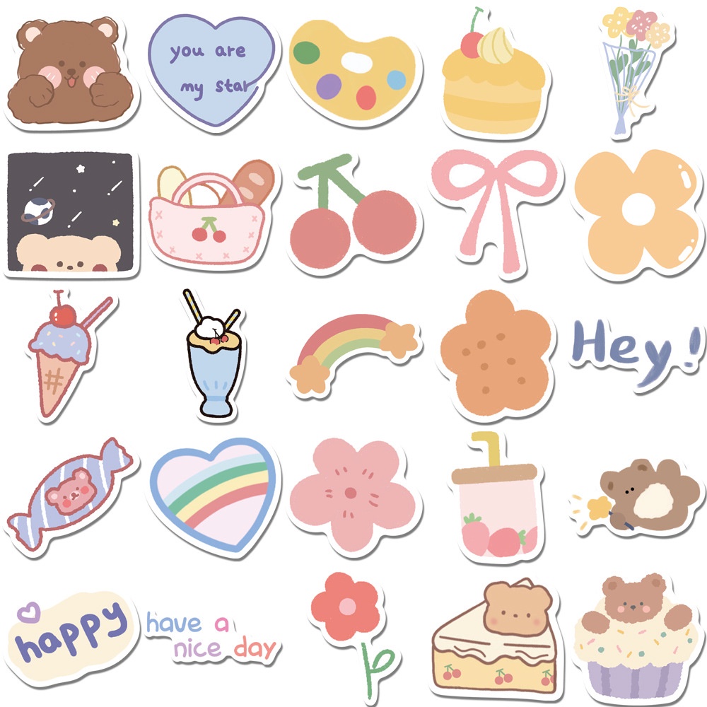 Sticker cute dán laptop chống nước, hình dán mũ bảo hiểm, điện thoại, vali sét 100 miếng