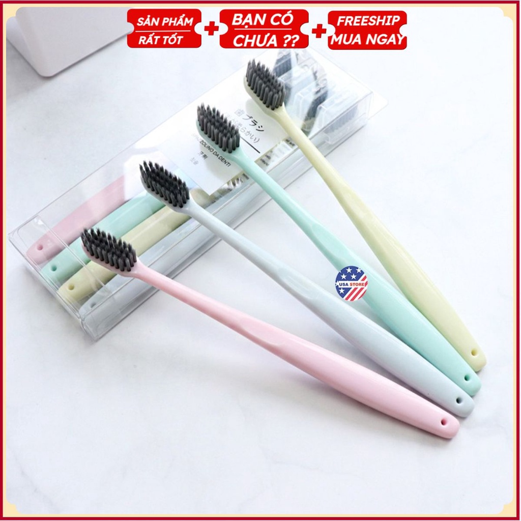 Vỉ 4 Bàn Chải Đánh Răng - Người Lớn Sợi Nano - Hàng Chất Lượng Cao