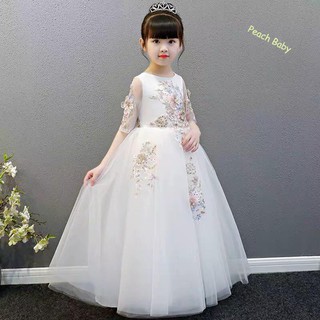 Đầm bé gái trắng dài công chúa