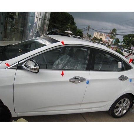 Nẹp chân kính, cong kính xe Hyundai Accent 2018-2021, chất liệu INOX