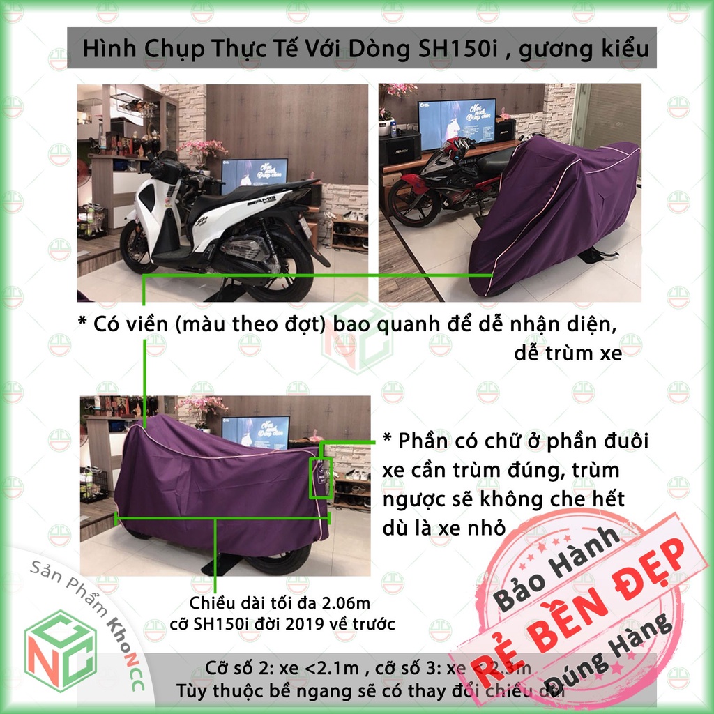 ❤️ Tấm Bạt Áo Trùm Xe Máy Cao Cấp - To Dày Bền Mát Mưa Nắng 100% - Chống Quéo Pô Nóng - BPXCC-TiDe (Nhiều màu)