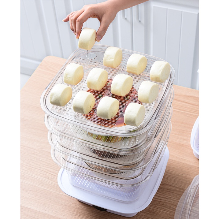 Tủ giữ nóng thức ăn nhựa PET trong suốt cao cấp gia đình 4 tầng 48cm