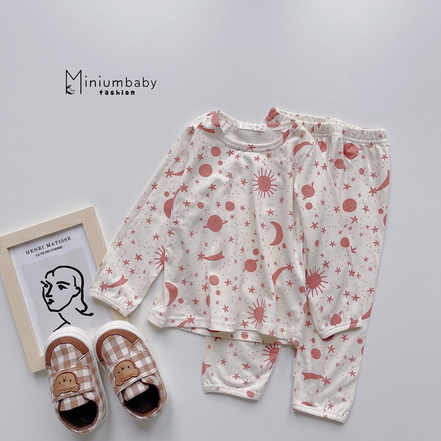 Bộ dài tay da báo, tim nhỏ phối cổ sen kẹp bèo, chất liệu cotton nỉ, giữ nhiệt siêu tốt, miniumbabyfashion SB1296