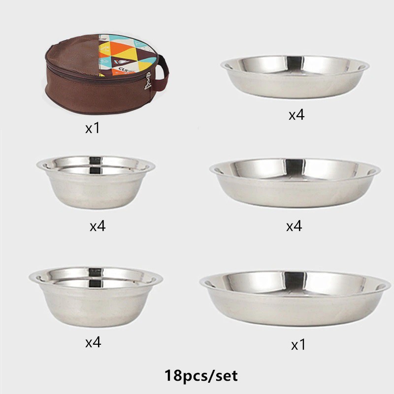 Bộ đĩa ăn dã ngoại xếp gọn 17 món.