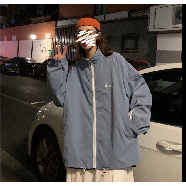 Áo khoác nam nữ unisex form rộng dây kéo họa tiết chữ vải dù 2 lớp phong cách Hàn Quốc  - ĐĂNG QUANG FASHION