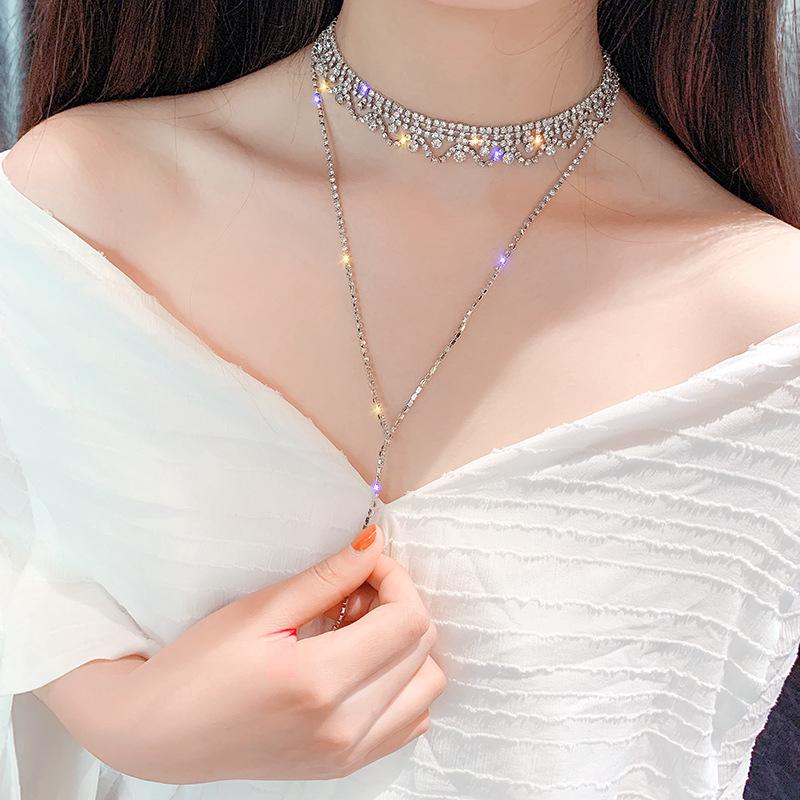Vòng cổ choker đính đá lấp lánh phong cách Hàn Quốc